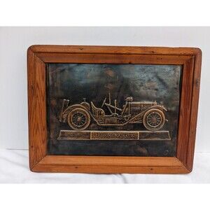 VINTAGE FRAMED RAISED STAMPED PRESS COPPER - 1912 MERCER RACEABOUT